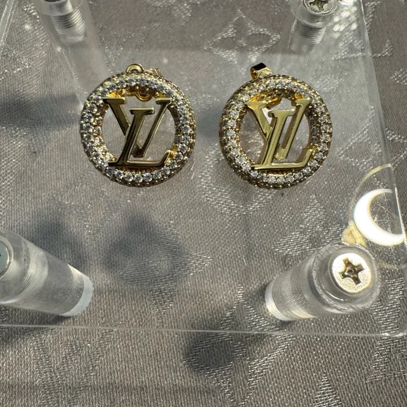 Louis Vuitton Gold and Silver Logo LV Earrings - Picture 2 of 4